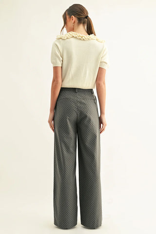 AR | Crista Polka Dot Pleated Pants in Dark Denim Dot