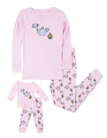 Kids Girl & Doll Cotton Print Pajamas