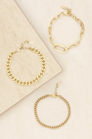 Chain Game 18k Gold Plated Bracelet Set of 3
