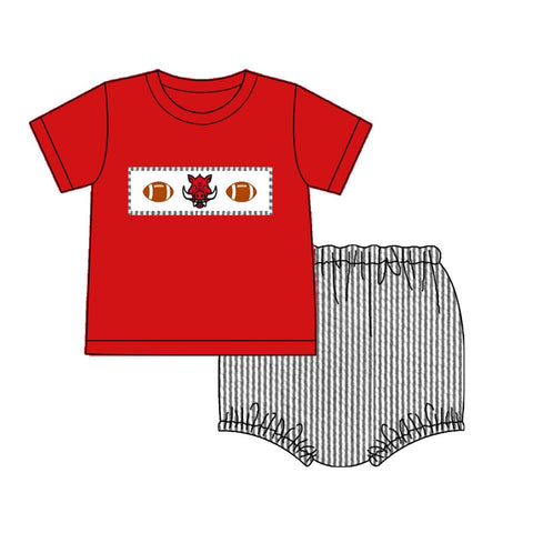 Collegiate Embroidered Seersucker Boy Diaper Set