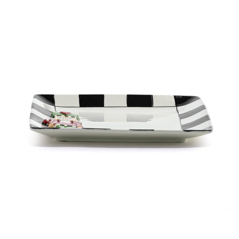 Nutcracker Black and White Square Ceramic Platter - 10.5in