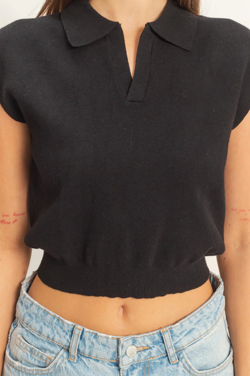 Sleeveless Collared Knit Top