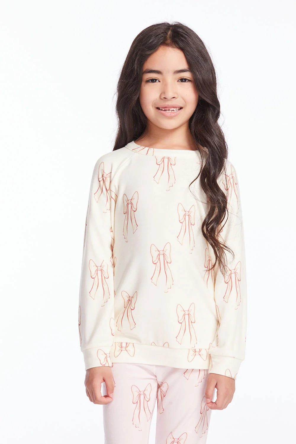 Chaser | Allover Bows Girls Raglan Pullover