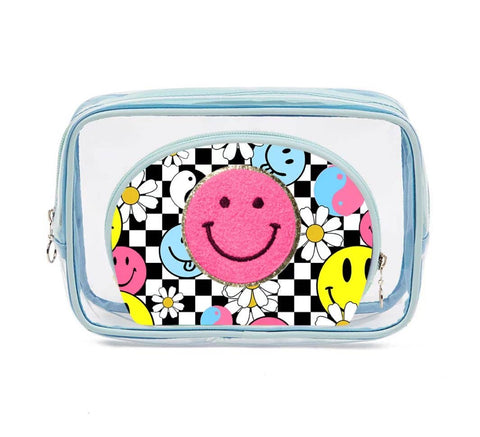 Clear Travel Cosmetic Bag Smiley Face