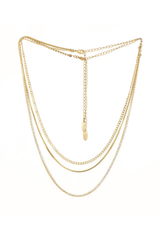 Minimal Layers Crystal and 18k Gold Plated Necklace