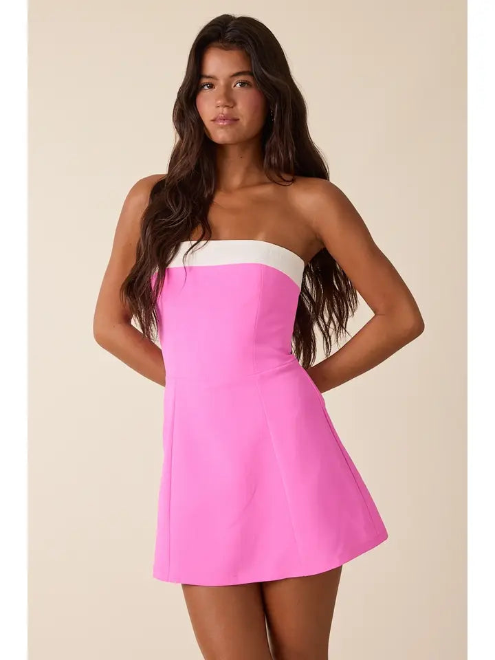 Strapless Colorblock Mini