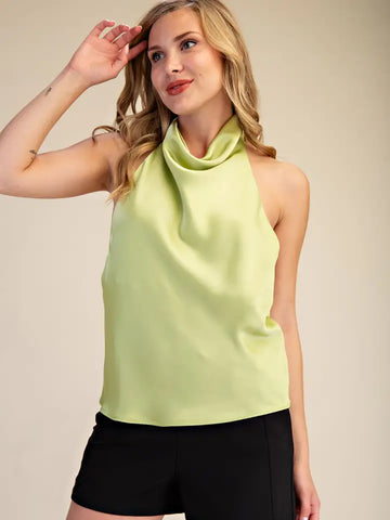 Halter Openback Cowl Neck Top