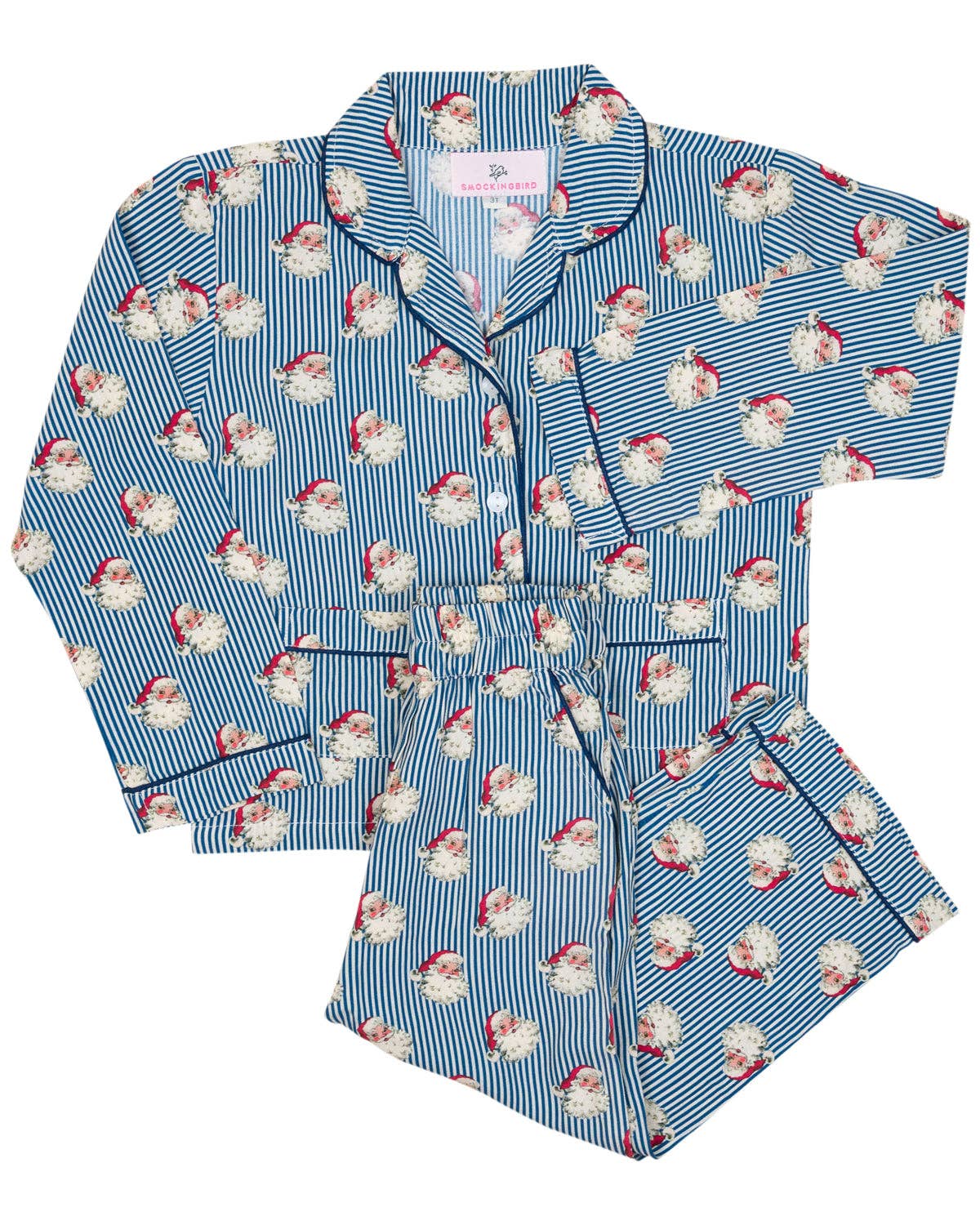 Navy Striped Vintage Santa Mens Pajama Set