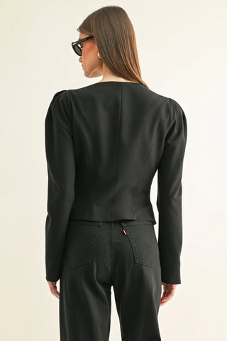 AR | Jaylyn Fitted Jacket in Black Glitter