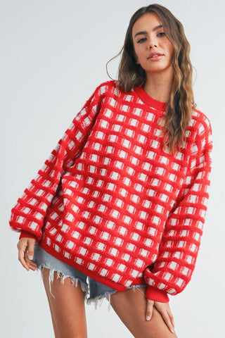 Checkered Oversized Cardigan