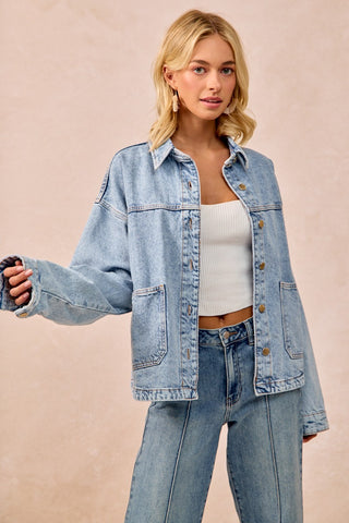 Oversized Washed Denim Jacket