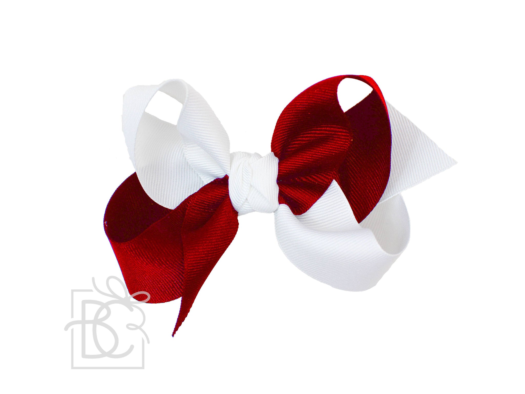 Cranberry & White Crisscross Grosgrain Bow