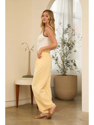Pintucked Straight Leg Pants