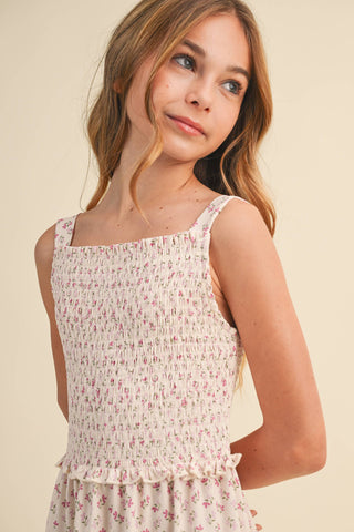 Tween Girls Smocked Tiered Midi Dress