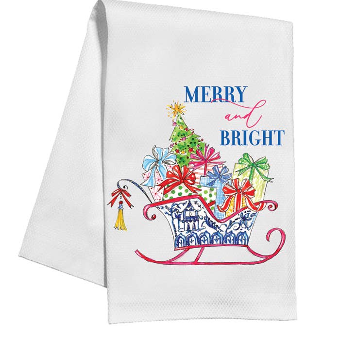 Handpainted Chinoiserie Sleigh Kitchen Towel