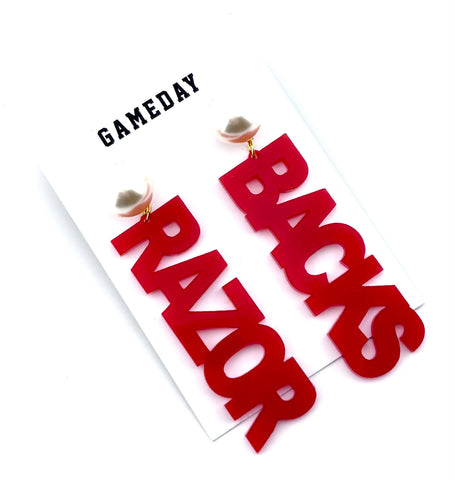 "Razorback" Red Dangle Earrings