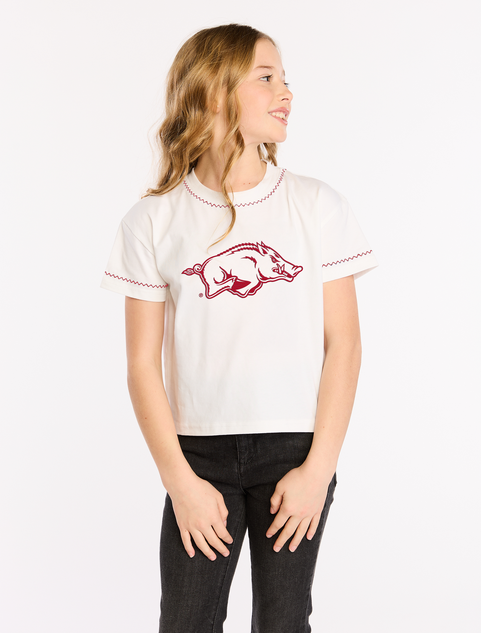 Arkansas Girls Embroidered Tee