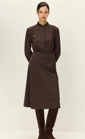 Elodie | Colette Button Down Shirt in Brown Plaid
