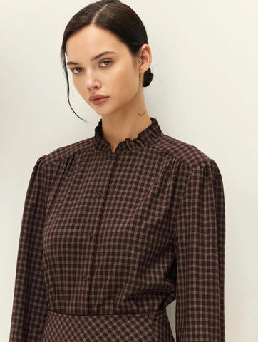 Elodie | Colette Button Down Shirt in Brown Plaid