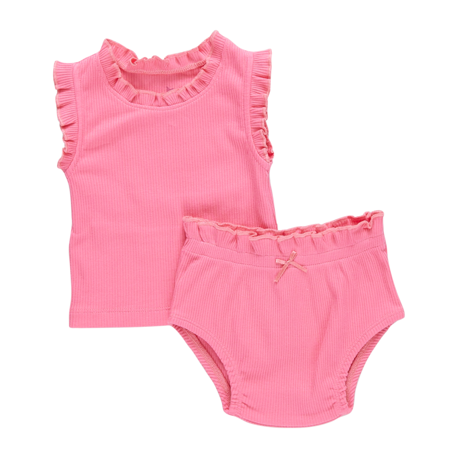 Pink Chicken | Baby Girls Organic Ruffle Rib Set