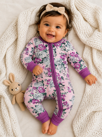 2-Way Zip Romper, Blissful Blossoms