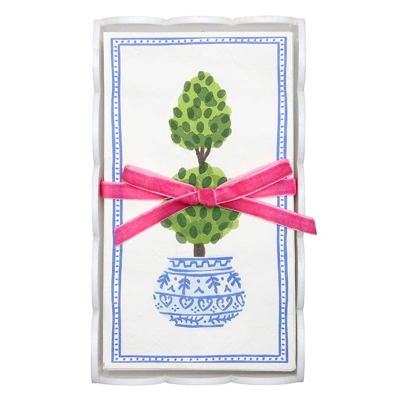 Acrylic Guest Napkin Tray + Napkins - Topiary