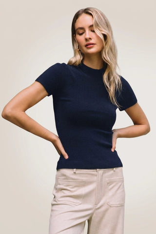 Soft Knit Sweater Top in Navy