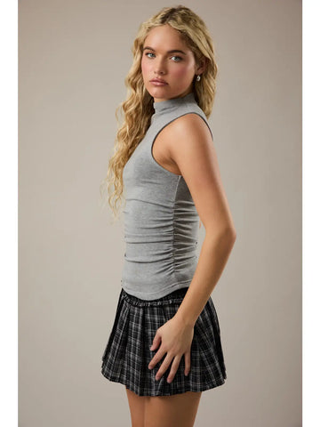 High Neck Top with Side Ruching