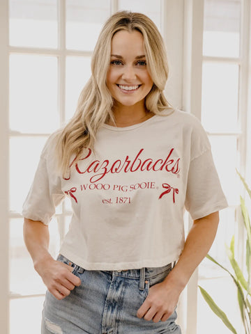 Arkansas Razorbacks Est. Bows Crop Tee