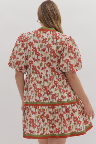 Entro | Floral Print Short Sleeve Baby Doll Dress