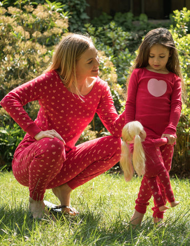 Kids Girl & Doll Cotton Hearts Pajama for Valentine's Day