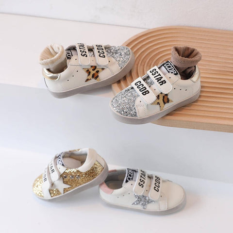 Trendy Sneakers | Gold Velcro Star