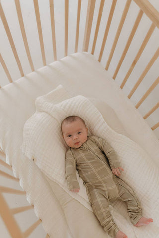 Bamboo Zip Pajamas | Linen Grid