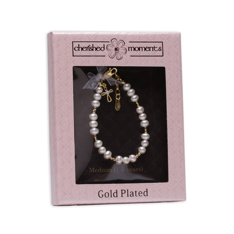 Girls 14K Gold-Plated Pearl Baby Bracelet