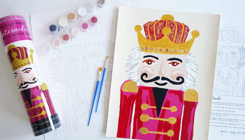 Nutcracker Paint by Number Kit with Glitter Paint RED HUES