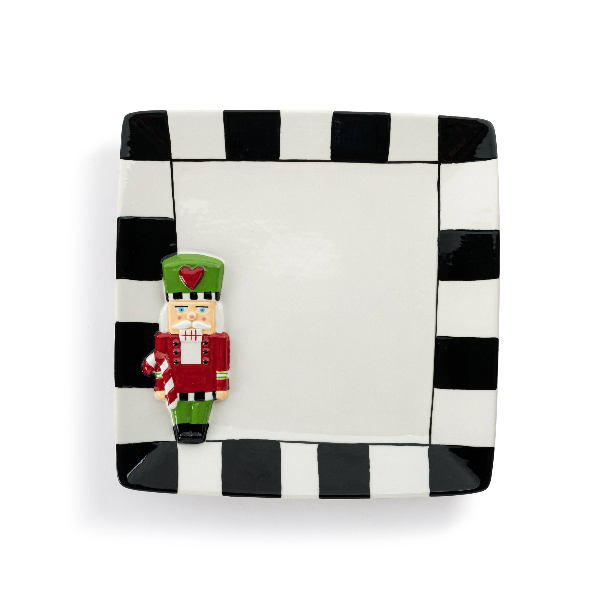 Nutcracker Black and White Square Ceramic Platter - 10.5in
