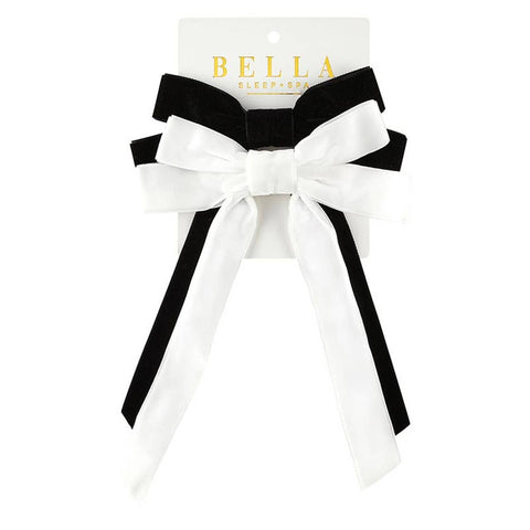 Bella | Velvet Bow Clip Set - White/Black