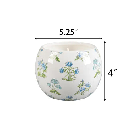 Garden Terrace Ceramic Blue Candle