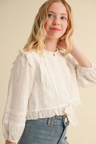 Kids Cropped Button Down Blouse