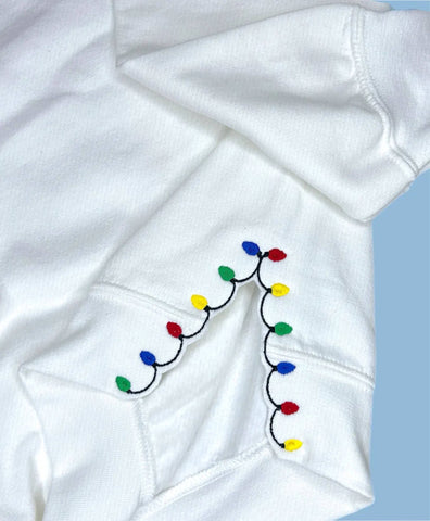 Christmas Lights  Embroidered Sweatshirt