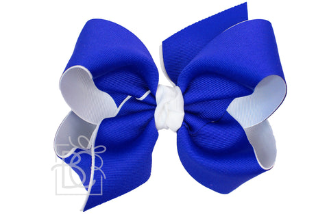Eletric Blue & White Layered Grosgrain Bow