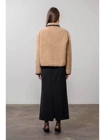 Faux Sherpa Contrast Edge Jacket
