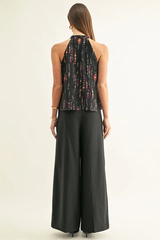 AR | Natalia Embellished Pants in Black Glitter