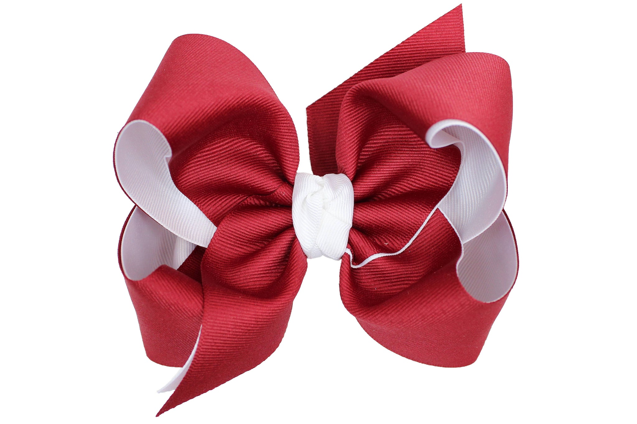 Cranberry & White Layered Grosgrain Bow