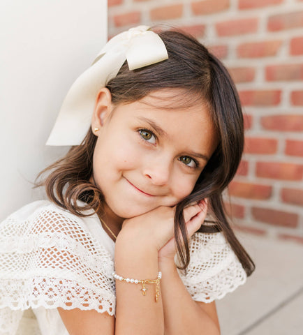14K Gold-Plated Baby Cross Bracelet - Baptism Communion Gift