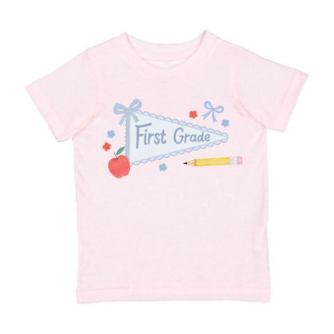First Grade Bow Pennant Short Sleeve T-Shirt