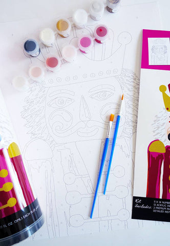 Nutcracker Paint by Number Kit with Glitter Paint RED HUES