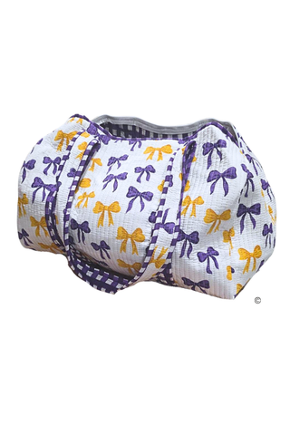 Sideline Social Purple and Yellow Bow Duffel Bag