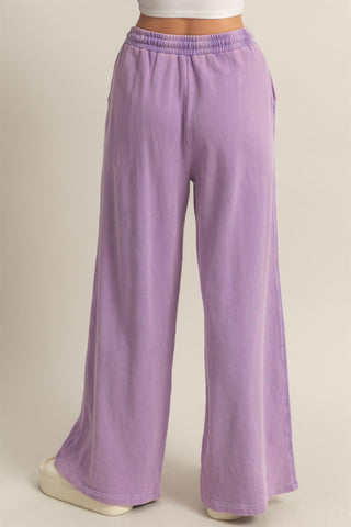 Washed Wide Leg Drawstring Sweatpants