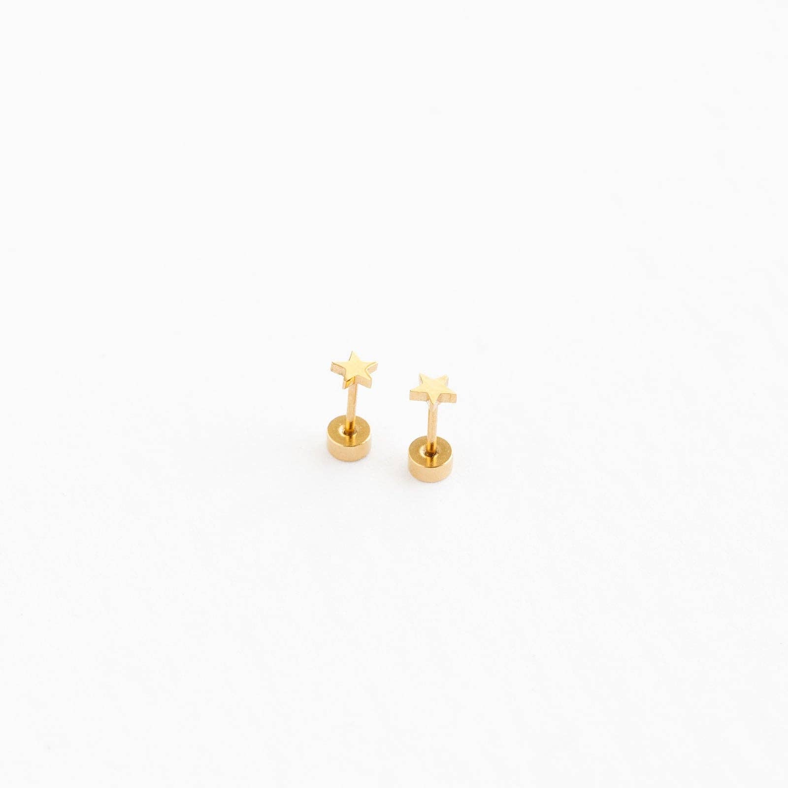 Mini Star Stud Earrings - Hypoallergenic, Flat Back, Girl